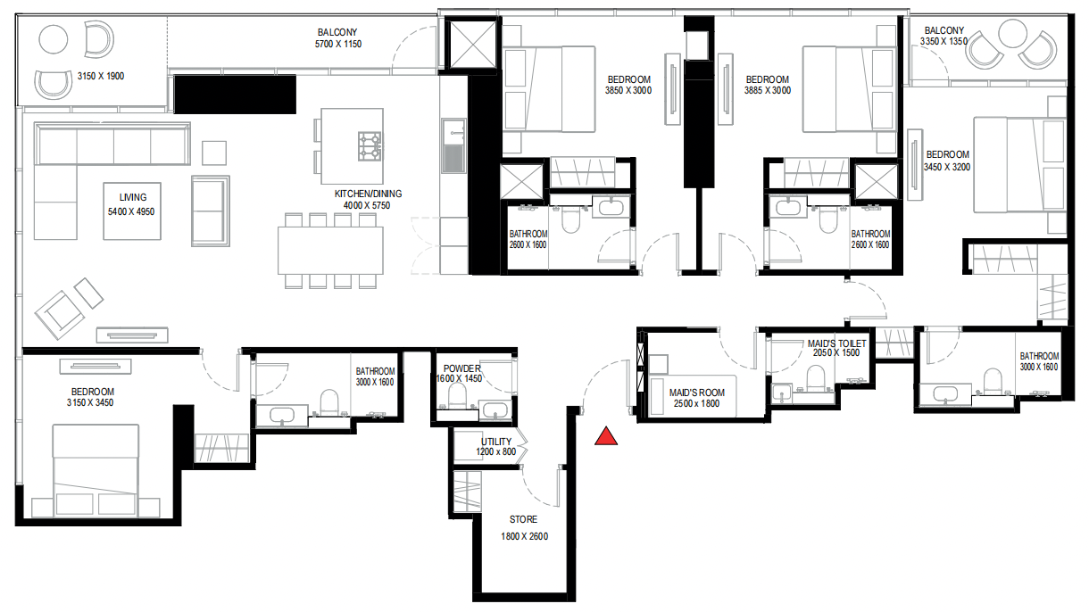 Sobha One Tower A - 4 BEDROOM APARTMENT+MAID'S ROOM