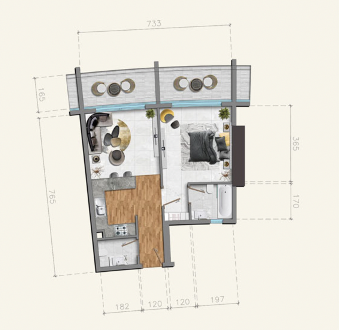 V Tower  - 1 BEDROOM APARTMENT