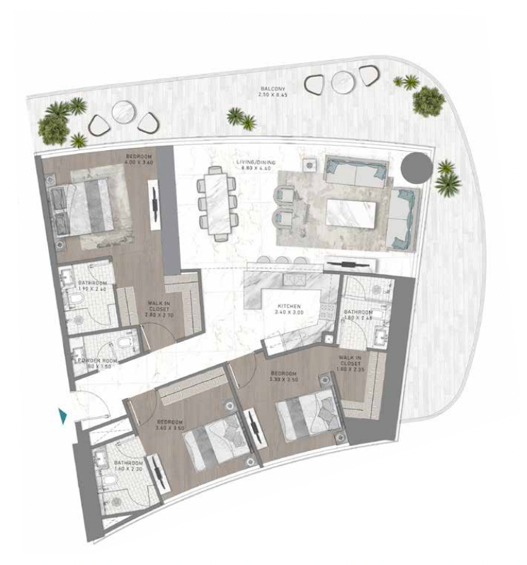 DAMAC BAY BY CAVALLI - 3 BEDROOM APARTMENT